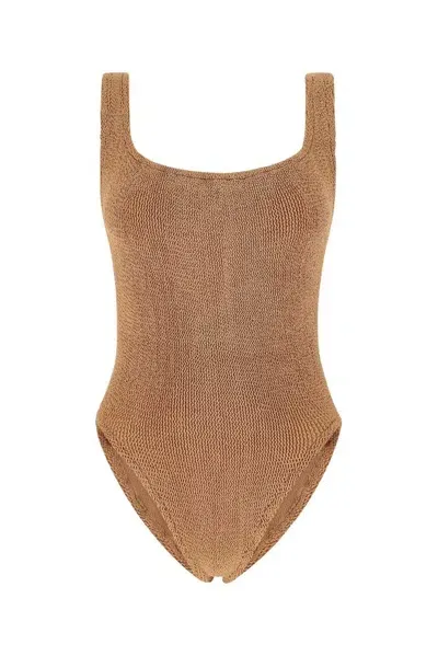 Hunza G Square Neck Swimsuit In Beige