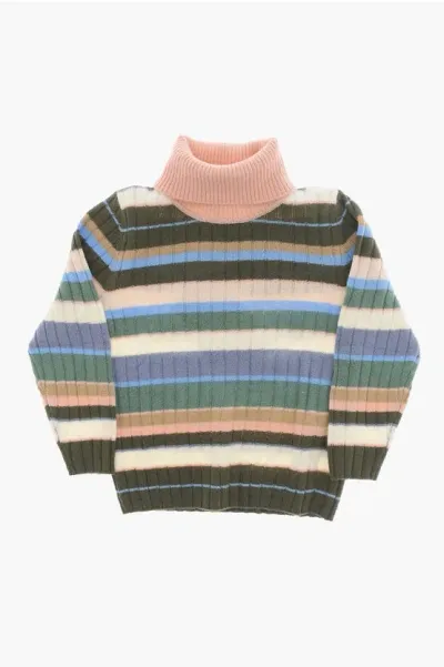 Il Gufo Striped Virgin Wool Turtleneck Sweater