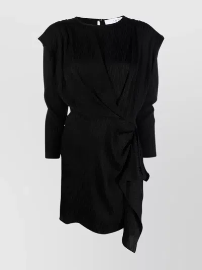 Iro Long-sleeved Draped Jacquard Dress In Black