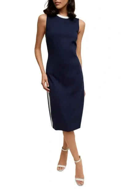 Isaac Mizrahi New York Racing Ponte Sheath Dress In Spring Navy