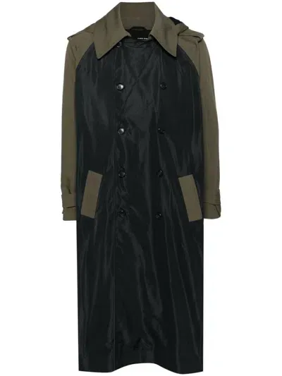 Isabel Benenato Colour-block Trench Coat In Green