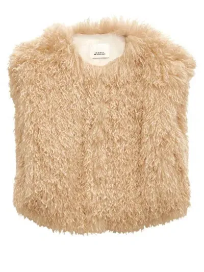 Isabel Marant Florane Fleece Vest In Beige