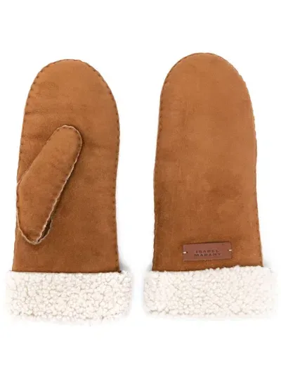 Isabel Marant Mulfi Suede Mittens In Brown