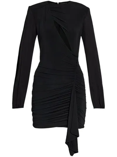 Isabel Marant Sleek Ruched Dress With Elegant Cutouts And Long Sleeves In Black