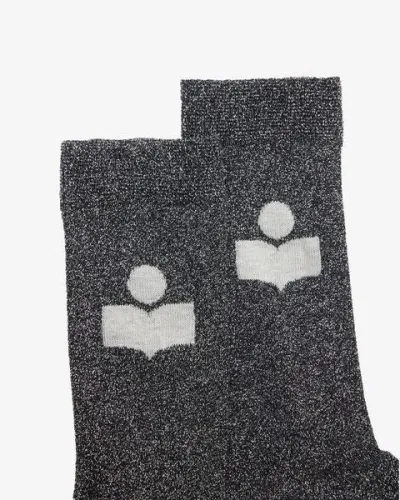 Isabel Marant Socken Slazia Mit Logo In Black And Silver