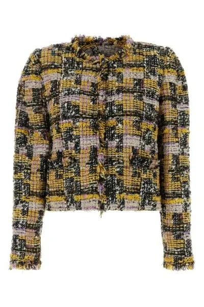 Isabel Marant Zingya Frayed Hem Tweed Jacket In Multicolor