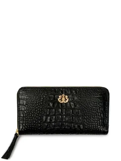 Isla Crocodile-embossed Leather Wallet In Black