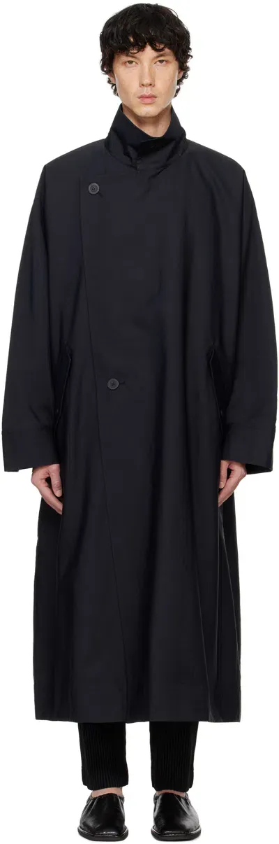 Issey Miyake Black Blank Coat In 15-black