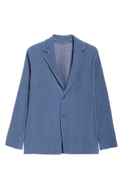 Issey Miyake Homme Plissé  Tailored Pleats Sport Coat In Blue Gray