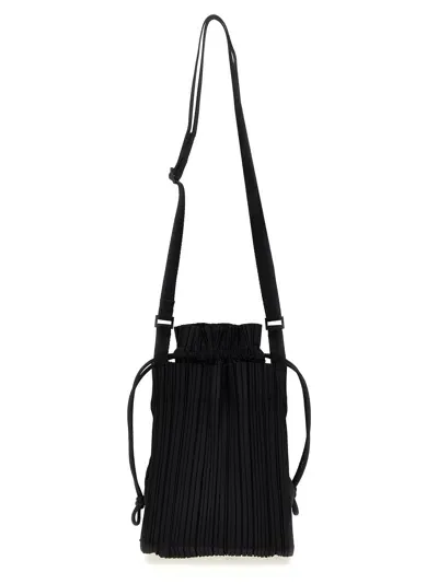 Issey Miyake Square Pleats Crossbody Bags In Black