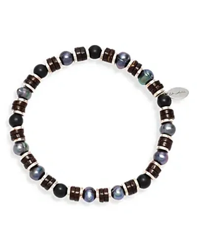 Jan Leslie Gray Freshwater Pearl & Matte Black Agate Beaded Bracelet In Grey Pearl