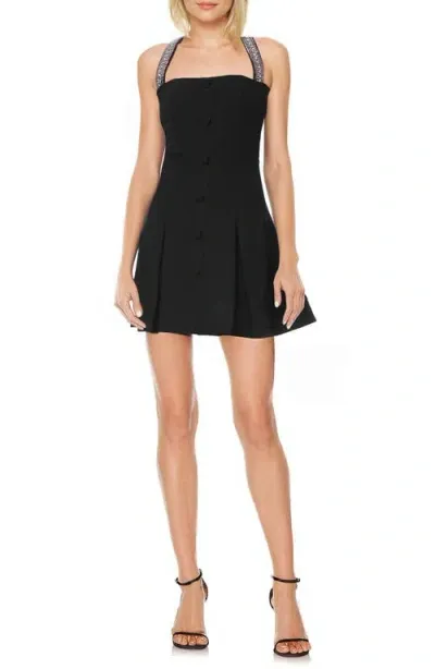 Jewel Badgley Mischka Bead Detail Halter Cocktail Dress In Black