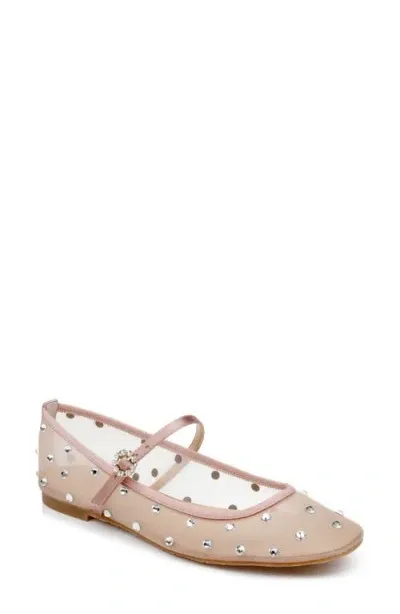 Jewel Badgley Mischka Kaya Mary Jane Flat In Blush Satin