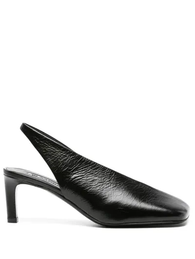 Jil Sander 70mm Leather Slingback Pumps In Black