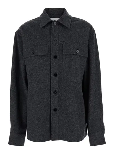 Jil Sander Grey Shirt With Buttons In Wool Woman