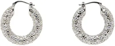 Jil Sander Gunmetal Classic Earrings In 048 Palladium+zircon