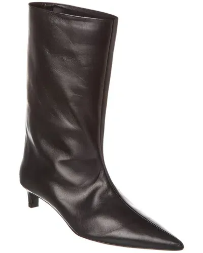 Jil Sander Leather Ankle Boots In Black