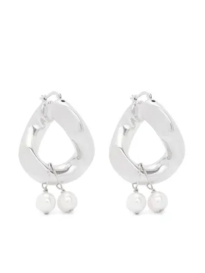 Jil Sander Hoop Earrings In Silver