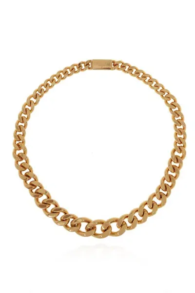 Jil Sander Logo Engraved Chained Necklace In Gold