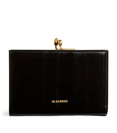 Jil Sander Small Leather Goji Wallet In Gray