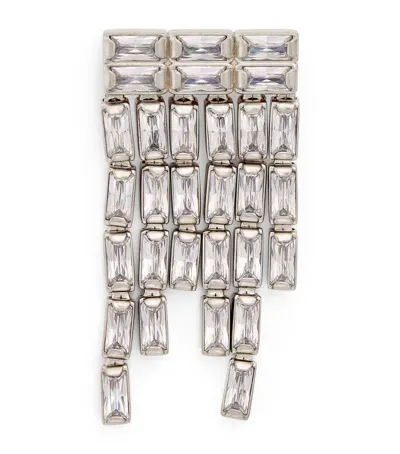 Jil Sander White Zircon Fringed Brooch In Metallic