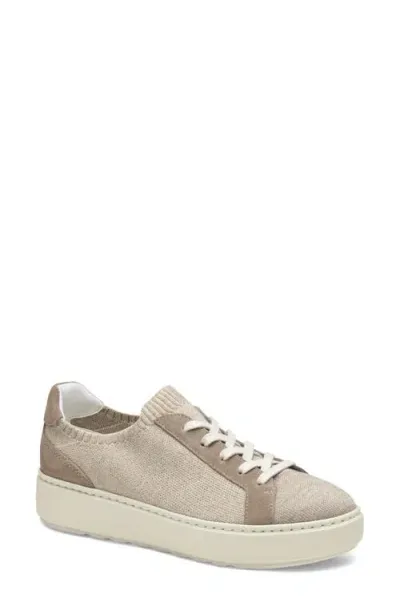 Johnston & Murphy Cammie Knit Sneaker In Taupe Knit/suede