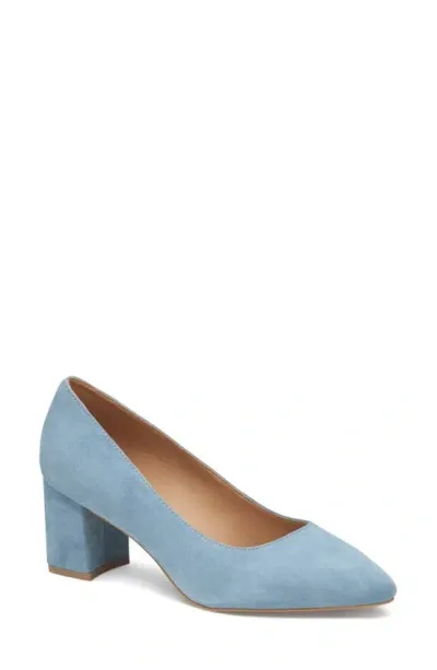 Johnston & Murphy Vicki Block Heel Pump In Slate Blue Suede