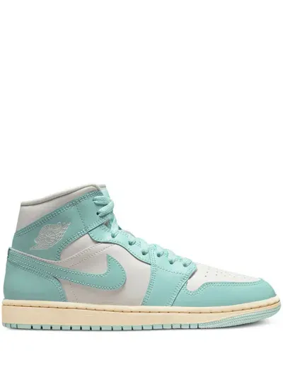 Jordan Air  1 Mid "sail/light Dew/muslin" Sneakers In Green