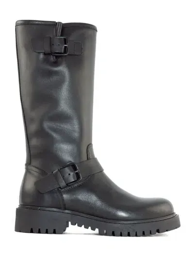 Julie Dee Black Leather High Boot