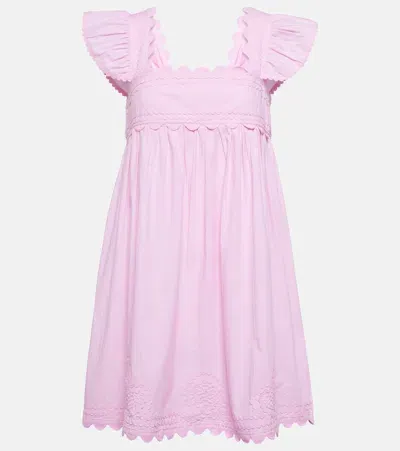 Juliet Dunn Embroidered Cotton Minidress In Pink