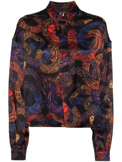 Just Cavalli Apocalypse Snake-print Button-up Shirt In Multicolor