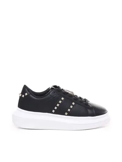 Just Cavalli Calfskin Sneakers In Negro