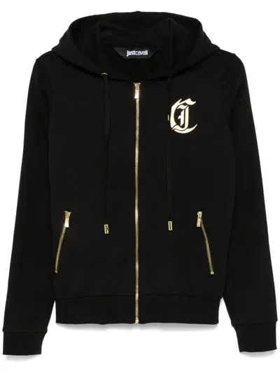 Just Cavalli Logo-print Hoodie In Black