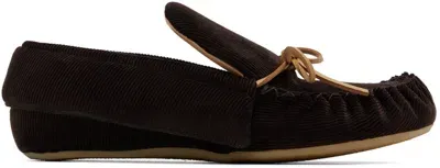 Jw Anderson Brown Corduroy Moccasin Loafers In 20061-201-dark Brown