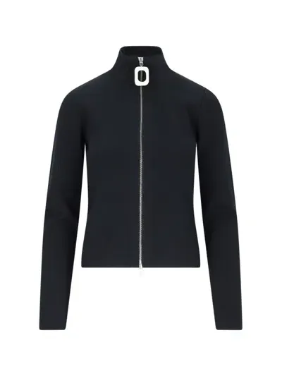 Jw Anderson High Neck Cardigan In Black