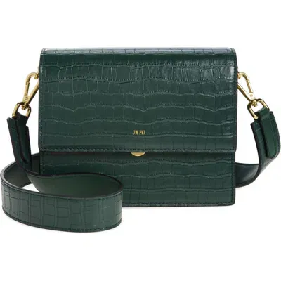 Jw Pei Mini Flap Croc Embossed Faux Leather Crossbody Bag In Green