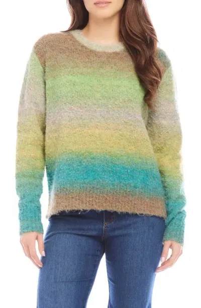 Karen Kane Ombré Stripe Bouclé Sweater In Green