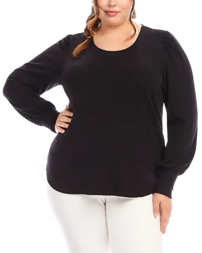 Karen Kane Plus Puff Sleeve Top In Black