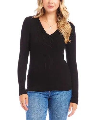 Karen Kane Ribbed Long Sleeve Sweater In Black