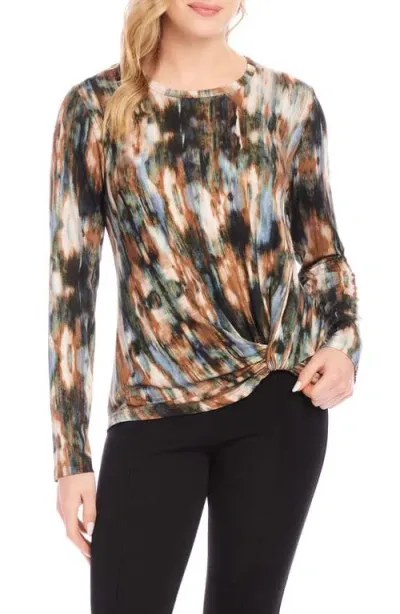 Karen Kane Side Twist Long Sleeve Jersey Top In Print