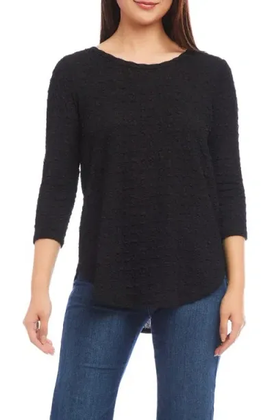 Karen Kane Textured Shirttail Top In Black