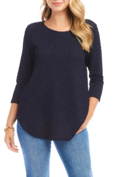 Karen Kane Textured Shirttail Top In Navy