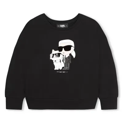 Karl Lagerfeld Kids' Karl And Choupette Print Sweatshirt In Black