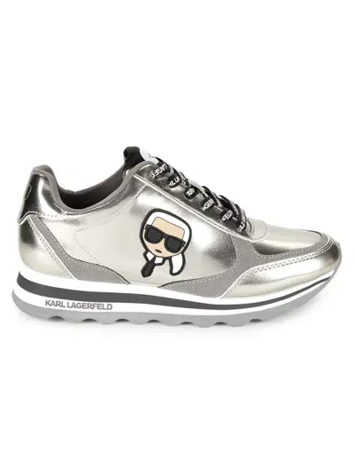 Karl Lagerfeld Paris Meade Metallic Sneaker In Pewter