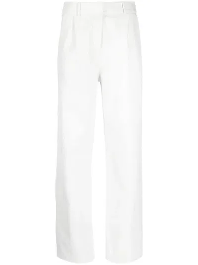 Kassl Editions Pleated Straight-leg Leather Trousers In White