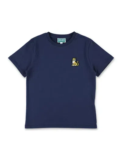 Kenzo Kids' Embroidered T-shirt In Blue