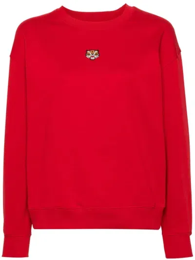 Kenzo Lucky Tiger Cotton Sweatshirt In Red