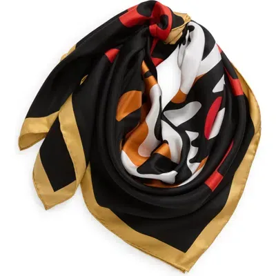 Kenzo Lucky Tiger Silk Square Scarf In Black