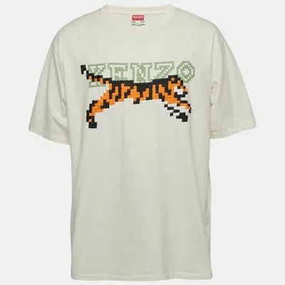 Pre-owned Kenzo Off White Pixel Embroidered Jersey T-shirt Xxl