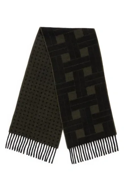 Kenzo Reversible Wool Blend Scarf In Black